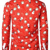 Риза с дълги ръкави с печат на Дядо Коледа и смешен снежен човек за Коледа