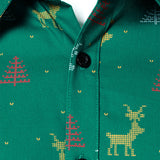 Зелена риза с дълги ръкави и коледен елен за мъже