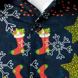 Риза с дълги ръкави от памук за мъже с коледна щампа