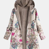 Иви | Пухен Палто с Цветен Дизайн в Пастелни Цветове