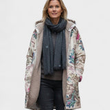 Иви | Пухен Палто с Цветен Дизайн в Пастелни Цветове