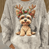 Суитчър от фланела с коледно куче за жени