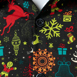 Забавна коледна риза с дълги ръкави за мъже с елени и снежинки