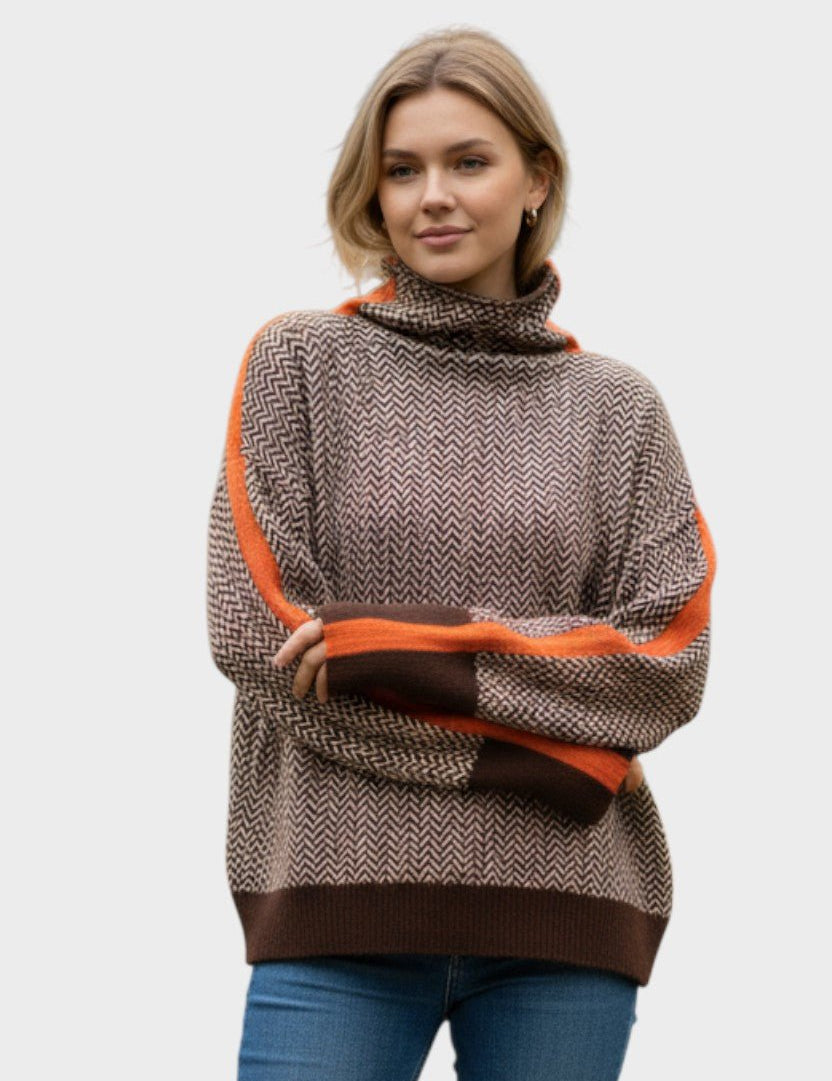 Мари | Пуловер от вълна с висока яка
