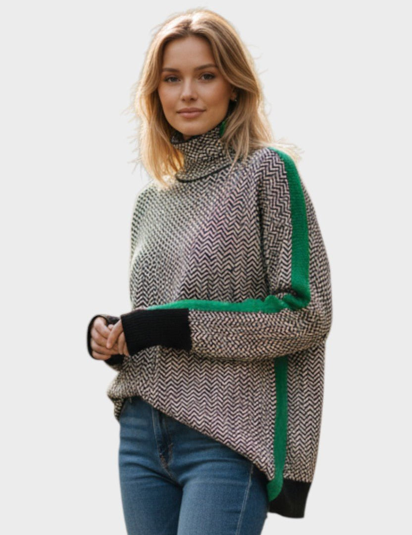 Мари | Пуловер от вълна с висока яка