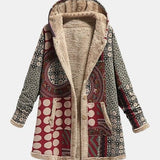 Скарлет | Геометрично Шерпа Палто Бордо